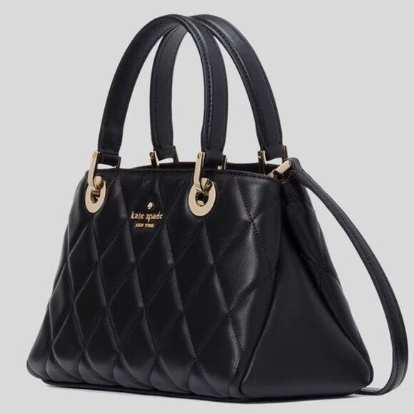 NWT ✅ Kate Spade CAREY ~ Small Quilted Sullivan Satchel K1489 ~ BLACK ✨ NWT - Picture 2 of 12